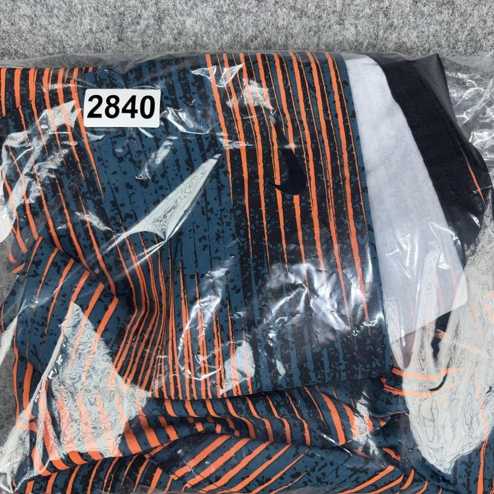 Nike Board Shorts Men 36 Swim Trunks Stretch Striped Surf Blue Orange Black EUC